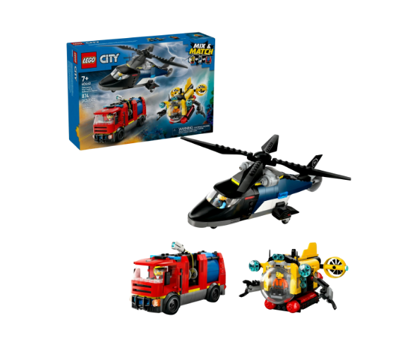 Lego 60462 Helicopter, fire engine & submarine remix