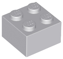 Lego Bricks 2×2 - Light Bluish Grey